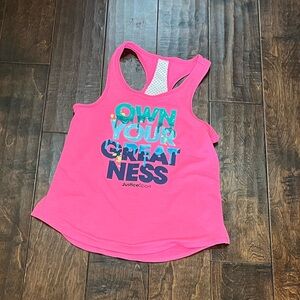 Justice Sport Pink Graphic Racerback Tank Top